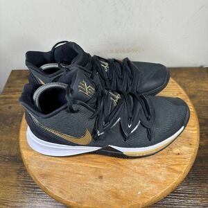 Nike Kyrie 5 Black Gold Basketball Shoes Sneakers Mens Size 9 AO2918-007